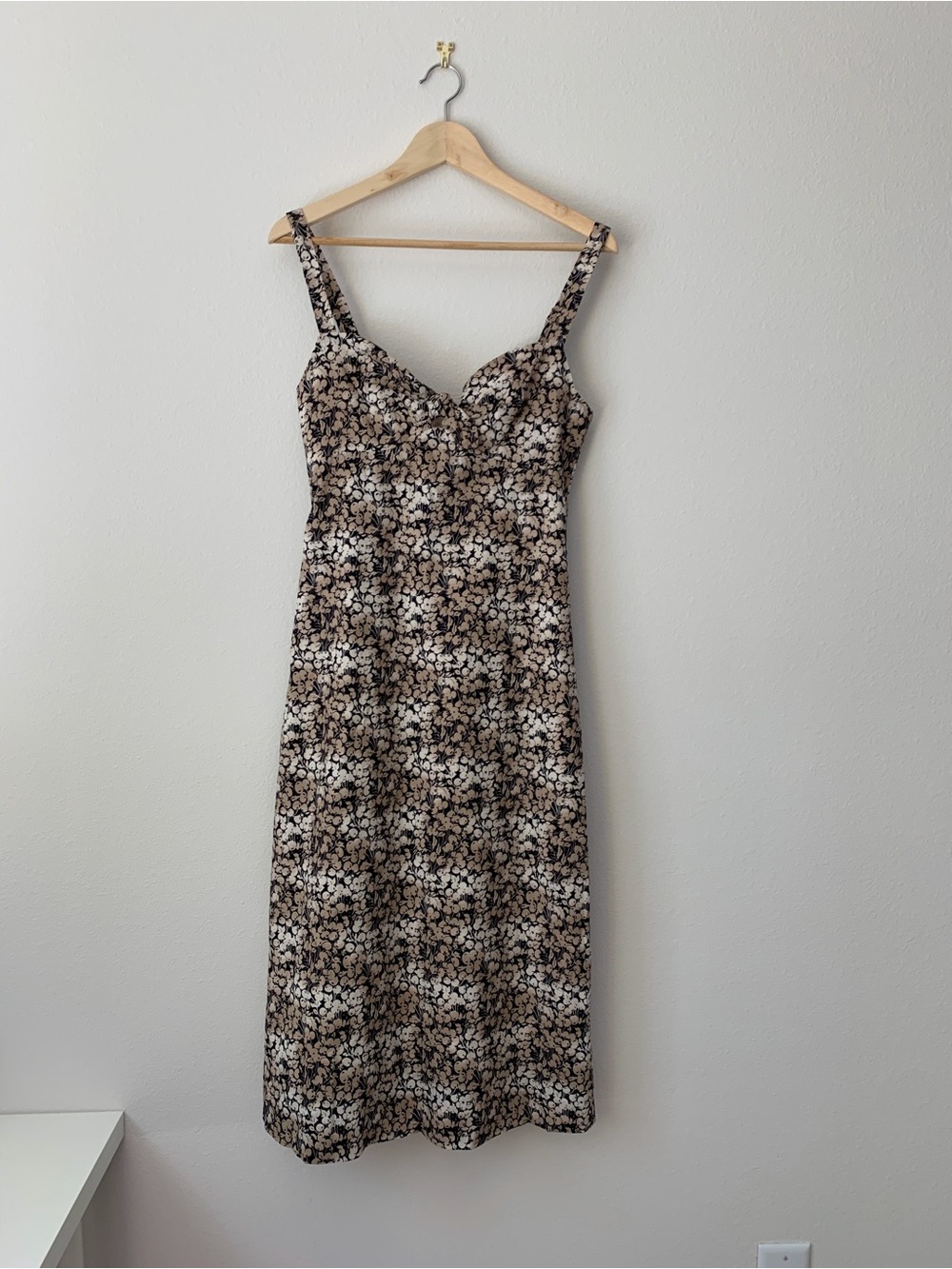 Zimmermann Black and Cream Floral Slip Midi Dress